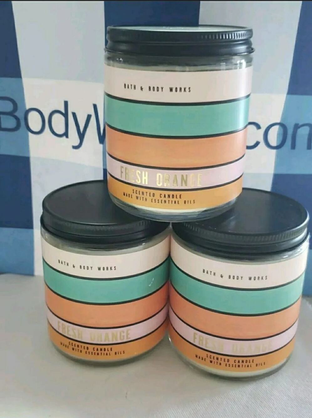 BBW Fresh Orange 7 oz. Single Wick Candle Bundle of 3 Home Fragrance Decor - Picture 1 of 2
